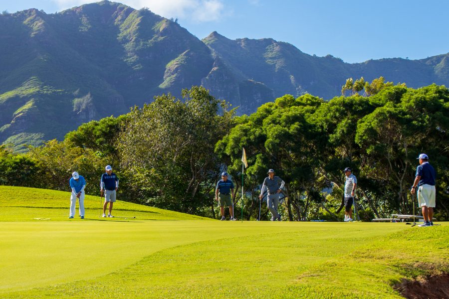 playing a round at Puakea Golf Course on Kauai