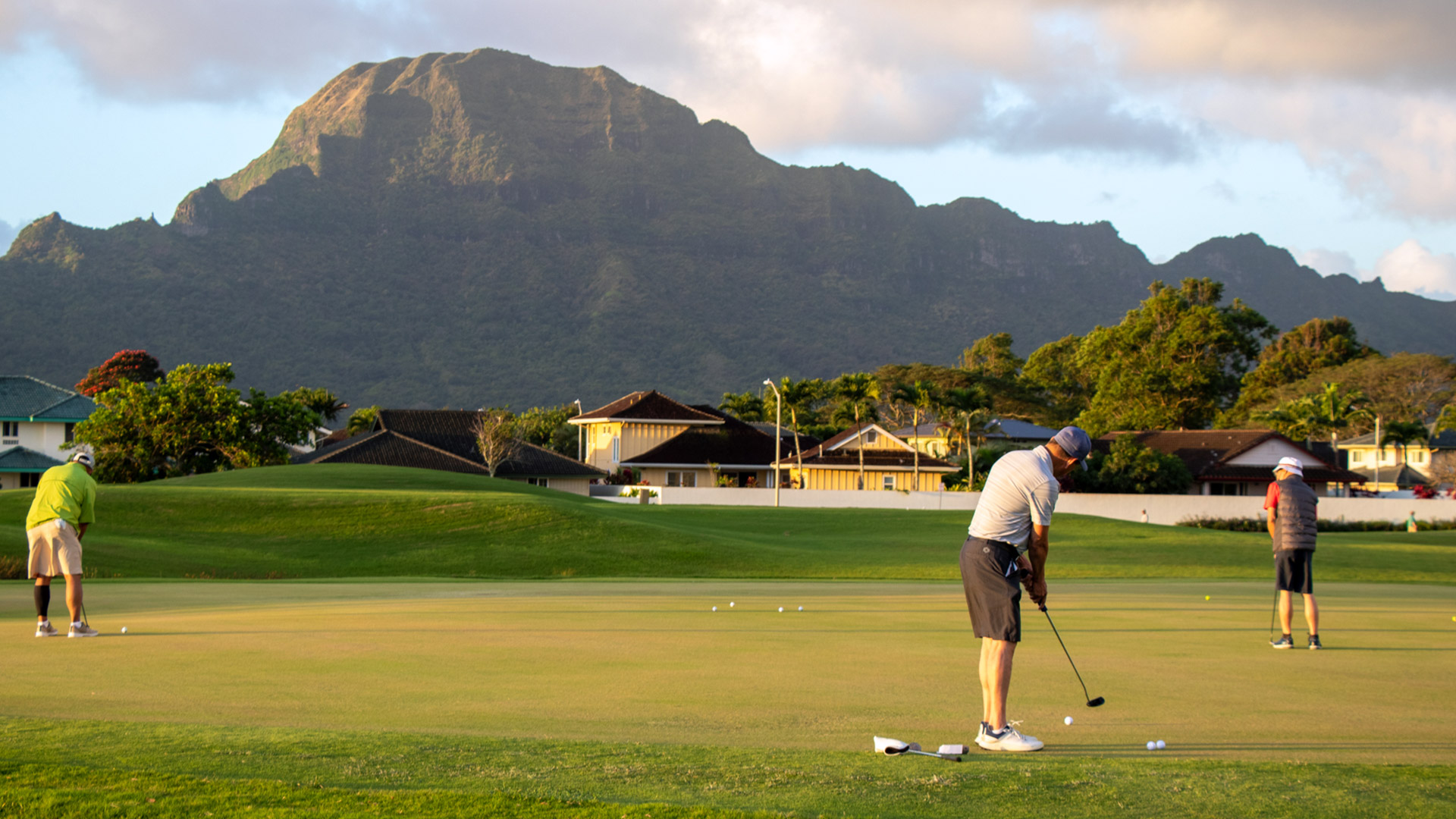 practice green at Puakea Golf Course